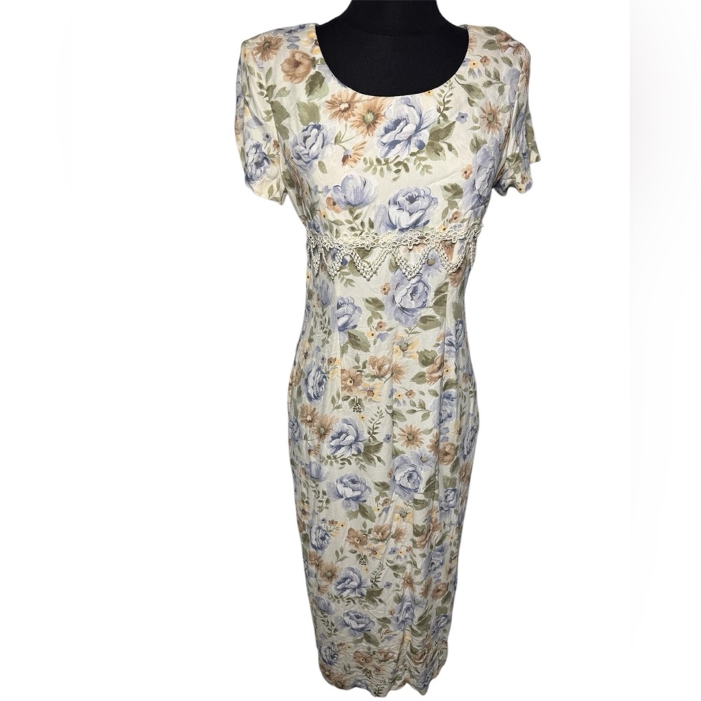 Vintage Floral Lace Trim Dress